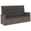 Reclining Patio Bench with Cushions Gray 68.1" Poly rattan