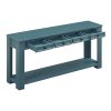 TREXM Console Table/Sofa Table with Storage Drawers and Bottom Shelf for Entryway Hallway(Dark Blue)