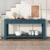 TREXM Console Table/Sofa Table with Storage Drawers and Bottom Shelf for Entryway Hallway(Dark Blue)