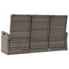 Reclining Patio Bench with Cushions Gray 68.1" Poly rattan