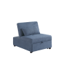 Contemporary Blue Gray Sleeper Sofa Chair Pillow Plush Tufted Seat 1pc Convertible Sofa Chair Sherpa Fabric Couch