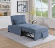 Contemporary Blue Gray Sleeper Sofa Chair Pillow Plush Tufted Seat 1pc Convertible Sofa Chair Sherpa Fabric Couch