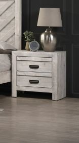 1pc Contemporary Nightstand End Table with Two Storage Drawers Rustic Beige Gray Finish Bedroom Wooden Furniture