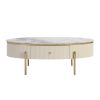 Modern Oval Coffee Table with 2 large Drawers Storage Accent Table