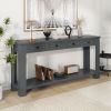 TREXM Console Table/Sofa Table with Storage Drawers and Bottom Shelf for Entryway Hallway(Tan)