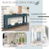 TREXM Console Table/Sofa Table with Storage Drawers and Bottom Shelf for Entryway Hallway(Dark Blue)