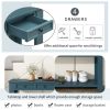 TREXM Console Table/Sofa Table with Storage Drawers and Bottom Shelf for Entryway Hallway(Dark Blue)