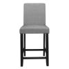 Counter Height Chairs Set of 2 Black Finish Upholstered Gray Padded Seat Back Transitional Dining Kitchen Wooden Furniture