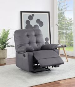 Contemporary Ebony Color Plush Microfiber Motion Recliner Chair 1pc Couch Manual Motion Plush Armrest Tufted Back Living Room Furniture