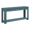 TREXM Console Table/Sofa Table with Storage Drawers and Bottom Shelf for Entryway Hallway(Dark Blue)