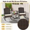 3 Piece Patio Rocking Set Wicker Rocking Chairs with 2-Tier Coffee Table